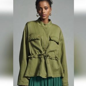 anthropologie oversized moss green utility jacket mp